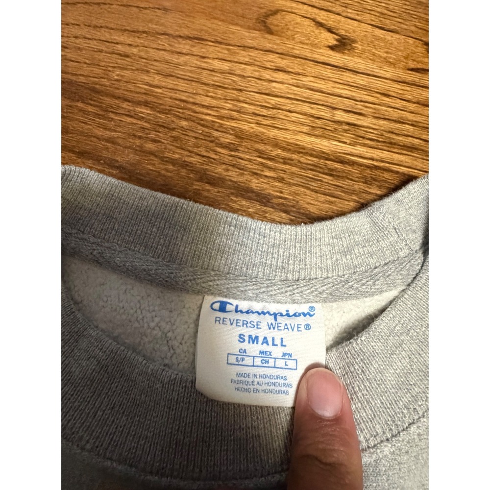 Champion Reverse Weave Sweatshirt Gray Script Logo Pullover Mens Small S - Picture 4 of 6